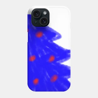 blue red tree christmas watercolor Phone Case