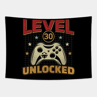 30th Birthday Level 30 Unlocked Video Gamer Tapestry