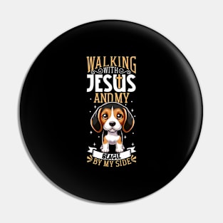 Jesus and dog - Beagle Pin