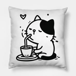 Drinking cat Pillow
