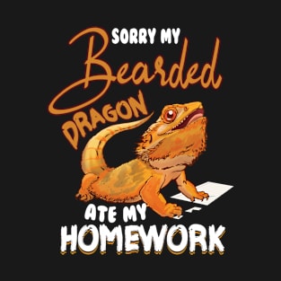Bearded Dragon Cute Lizard Beardie Ate My Homework Student T-Shirt