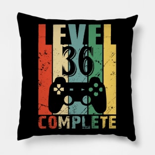 Vintage 36th Wedding Anniversary Level 36 Complete Funny Video Gamer Birthday Gift Ideas Pillow