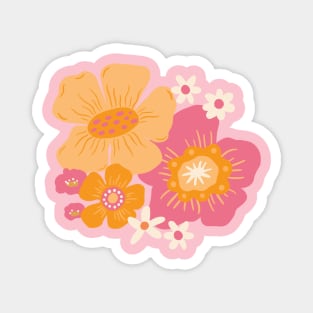 Groovy 60s Floral - Sunset Pink Magnet