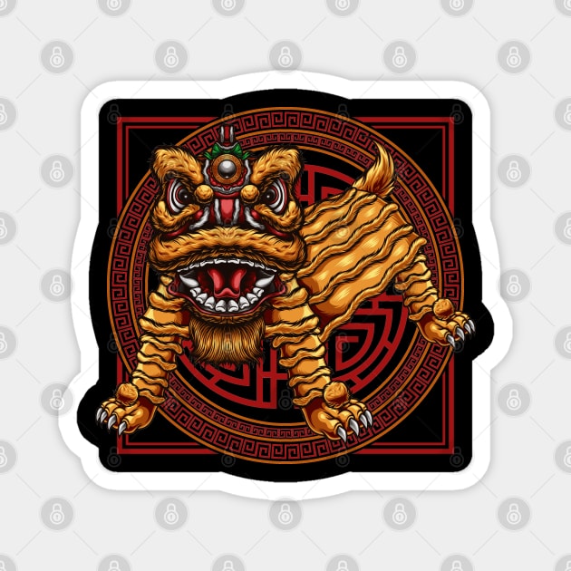 chinese lion dance Magnet by YulsArtwork