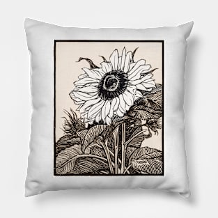 Sunflower Illustration Pillow