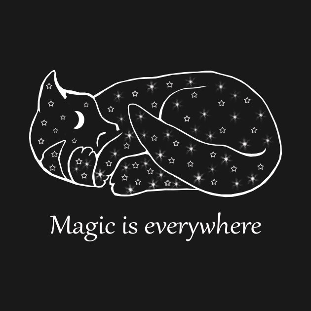 Magic Is Everywhere Moon And Stars Cat by Atteestude