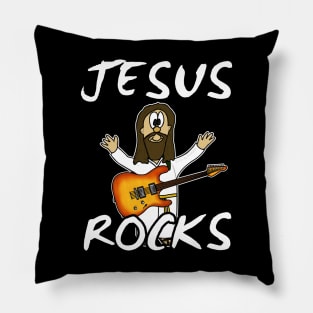 Jesus Rocks Electric Guitar Christian Guitarist Pillow