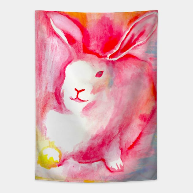 Red Rabbit Tapestry by Art of V. Cook