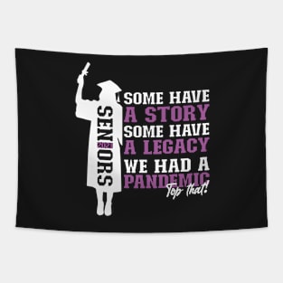 Pandemic Graduation | White And Pearly Purple Text Funny Graduation Tapestry