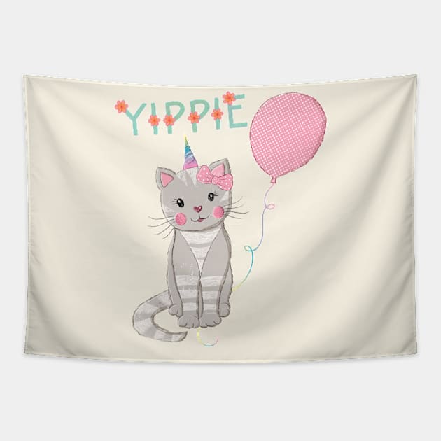 Cute cat and congratulations Tapestry by CalliLetters