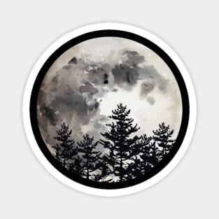 Nigth sky and moon in forest Magnet