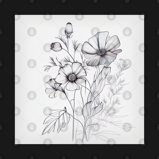 Line Art Flowers Illustation by unrealartwork