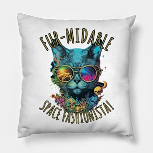 Fur-Midable Space Fashionista Space cat Pillow