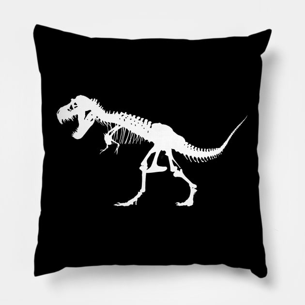 TRex Dinosaur Skeleton Silhouette Pillow by MOP tees