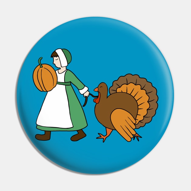 Thanksgiving Pilgrim and Turkey Pin by valentinahramov