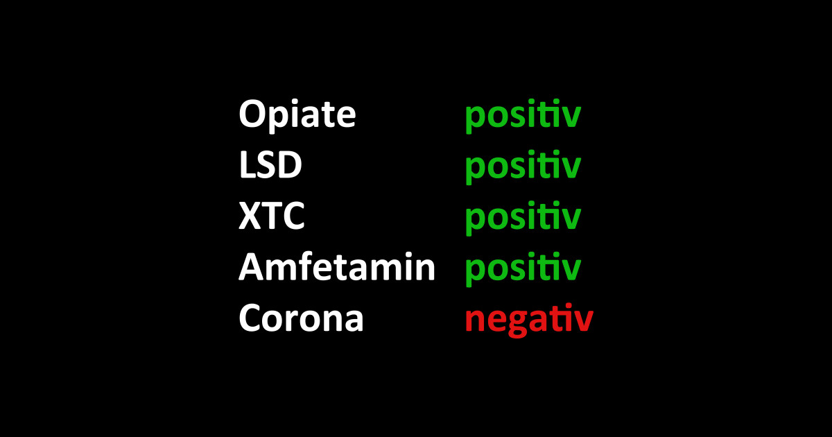 Drogentest Positiv Corona Test Negativ Drogentest Positiv TShirt TeePublic