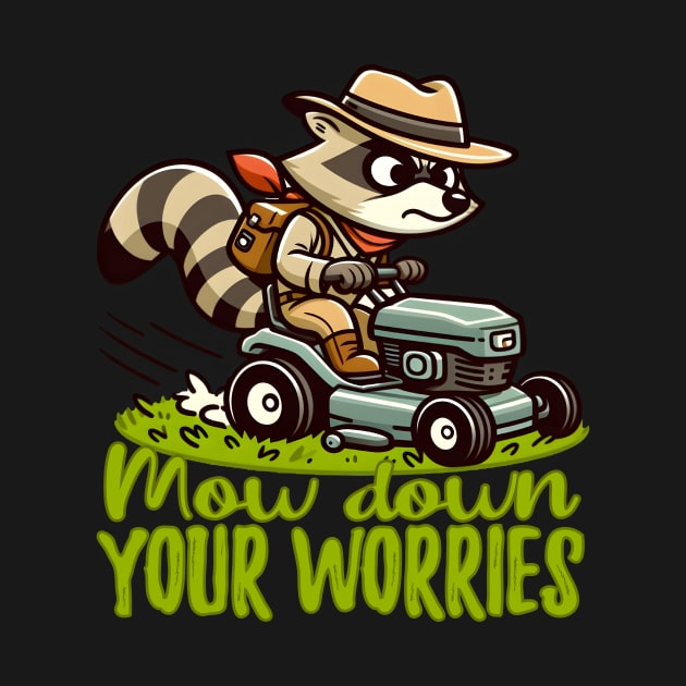 Mow down your Worries - Raccoon riding a lawn mower by SergioCoelho_Arts