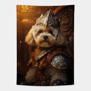 Valiant Apricot Bichon Frisé - Medieval Conquistador Tapestry