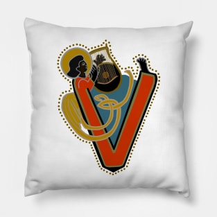 Dark Angel Letter V Light Turquoise Pillow