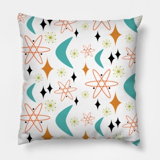 Atomic Boomerang Orange Aqua Blue Mid-century Pillow