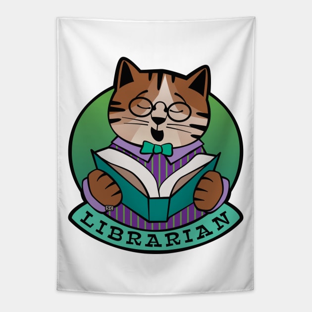 Librarian Cat Story Time Tapestry by Sue Cervenka