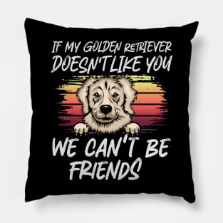 golden retriever  Dog Owner dog Lover Funny Quote Retro sunset Pillow