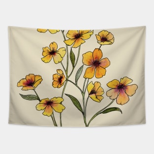 Yellow Flowers Watercolour Tapestry