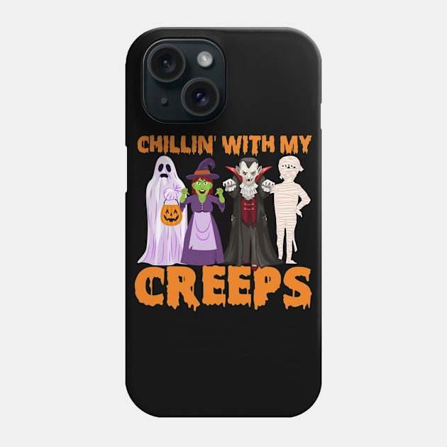 Chillin' With My Creeps Halloween Scary Monsters Costume Phone Case by GreatDesignsShop