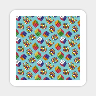 Rubik Cube Pattern On Blue Magnet