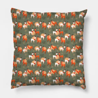 Christmas Pattern With Reindeers Pillow
