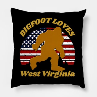 Bigfoot loves America and West Virginia too Pillow