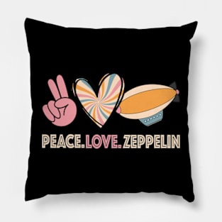 Dirigible Zepelin Love Peace Airship Blimp Zeppelin Pillow