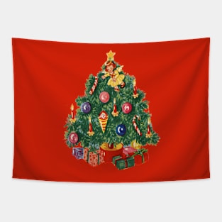 1980s Ugly Christmas Sweater Retro Christmas Tree Tapestry