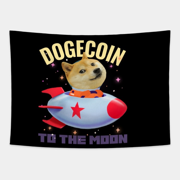 Dogecoin To The Moon Tapestry by CarlsenOP