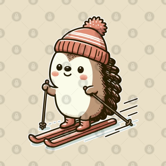 Cute hedgehog Skiing by fikriamrullah