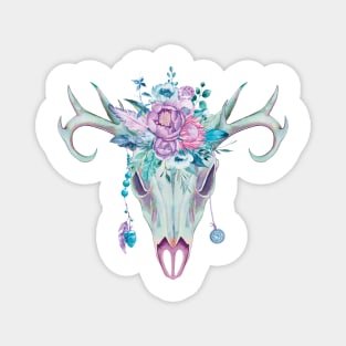 🤩 Boho skull with pink flowers Magnet