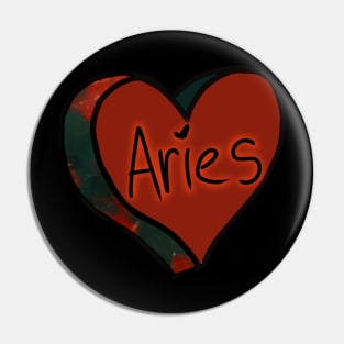 Aries Bloodstone Love Heart Pin