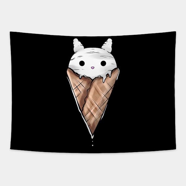 Sweet Easter Bunny Ice Cream Cone On Easter Tapestry by SinBle