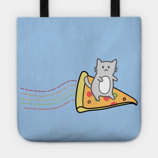 Pizza surfing Cat in Space Tote