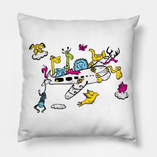 Cartoon Animal Airplane Pop Art Pillow