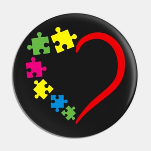 Love Ribbon Heart Puzzle Peace Autism Awareness Cute Pin