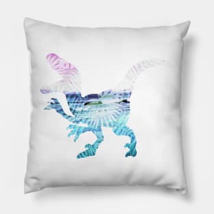 Blue & Purple Palm Dinosaur Pillow