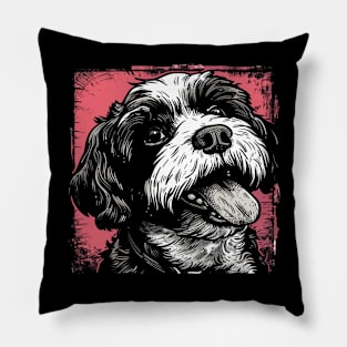 Retro Art Shih Tzu Dog Lover Pillow