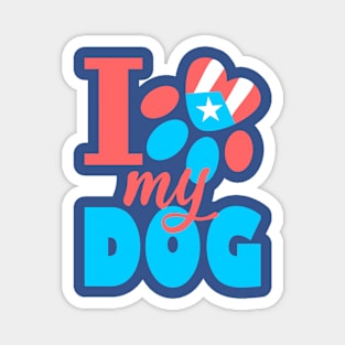 Puerto Rico I Love my Dog Flag Pet Paw Boricua Magnet