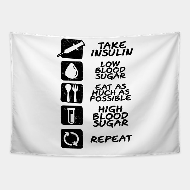 Type 1 Diabetes Shirt | Insulin Eat Repeat Gift Tapestry by Gawkclothing