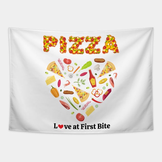 pizza is my valentine! Pizza Addicted, Vegetables, Mushroom, Tomato, Onion, Bell Pepper Unique Set Designs Value Pack Tapestry by IlanaArt