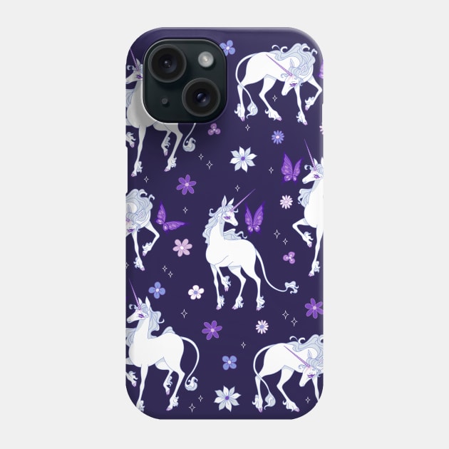 The Last Unicorn and the Butterfly Floral Pattern Phone Case by DajonAcevedo