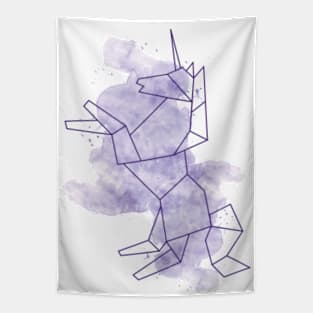 Watercolor Origami Unicorn Purple Tapestry