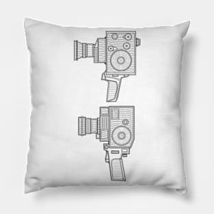 Line Art Vintage Video Camera Pillow