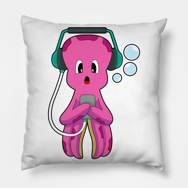 Octopus Headphone Music Pillow by Markus Schnabel
